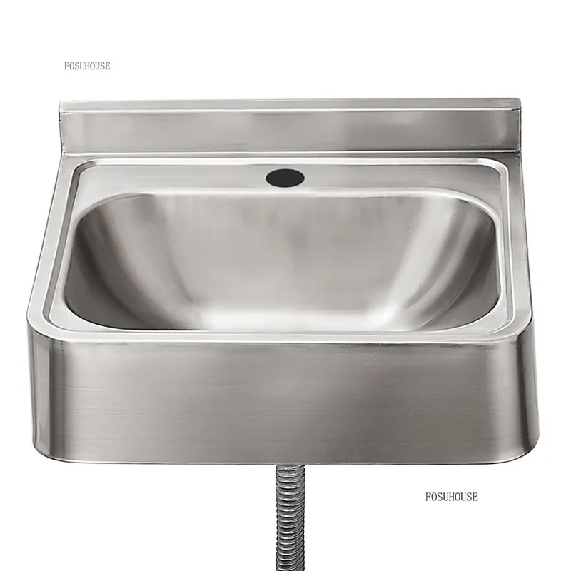 Stainless Steel Bathroom Sinks Household Handmade Thicken Washbasins for Bathroom Fixture Simple Wall-mounted Bathroom Sinks