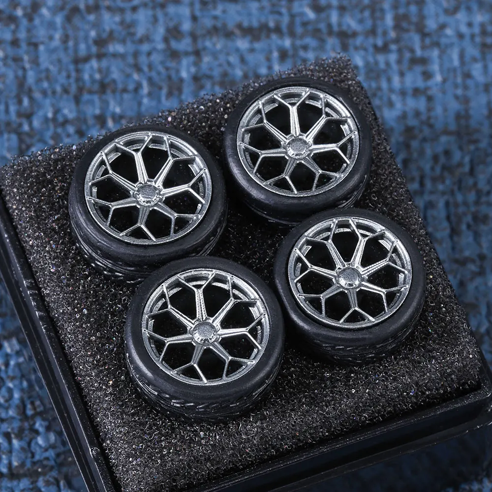 Kicarmod 1/64 Harzräder mit Gummireifen für Druckgussmodell, deutsche Sportwagenteile, RacingToy, 4-teiliges Set – Detail 21