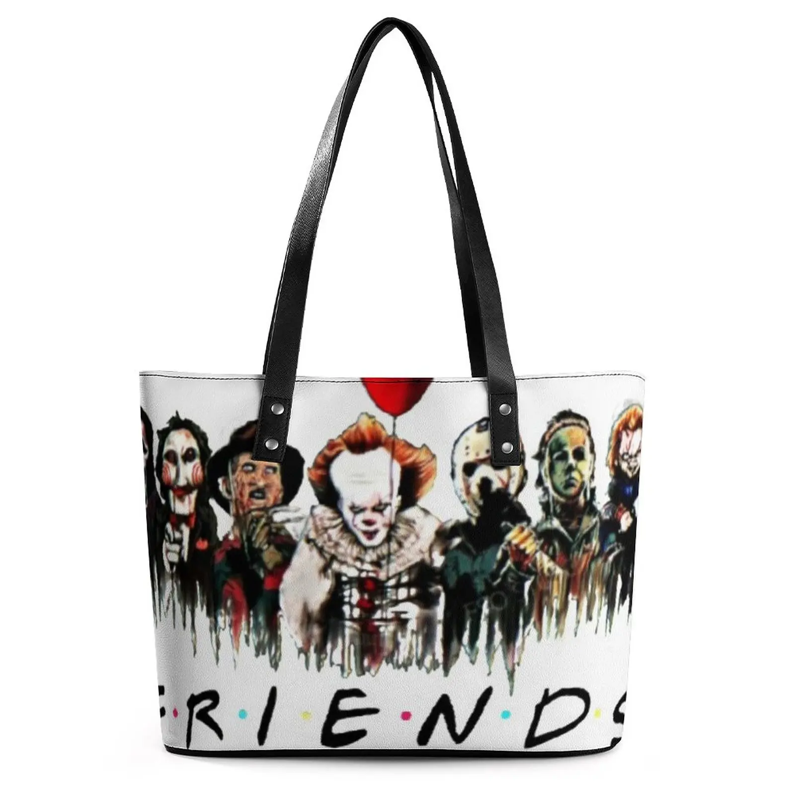 Chucky Halloween Friends Handbags Tv Series Pocket Tote Bag Modern PU Leather Shoulder Bag Ladies Travel Graphic Shopper Bags