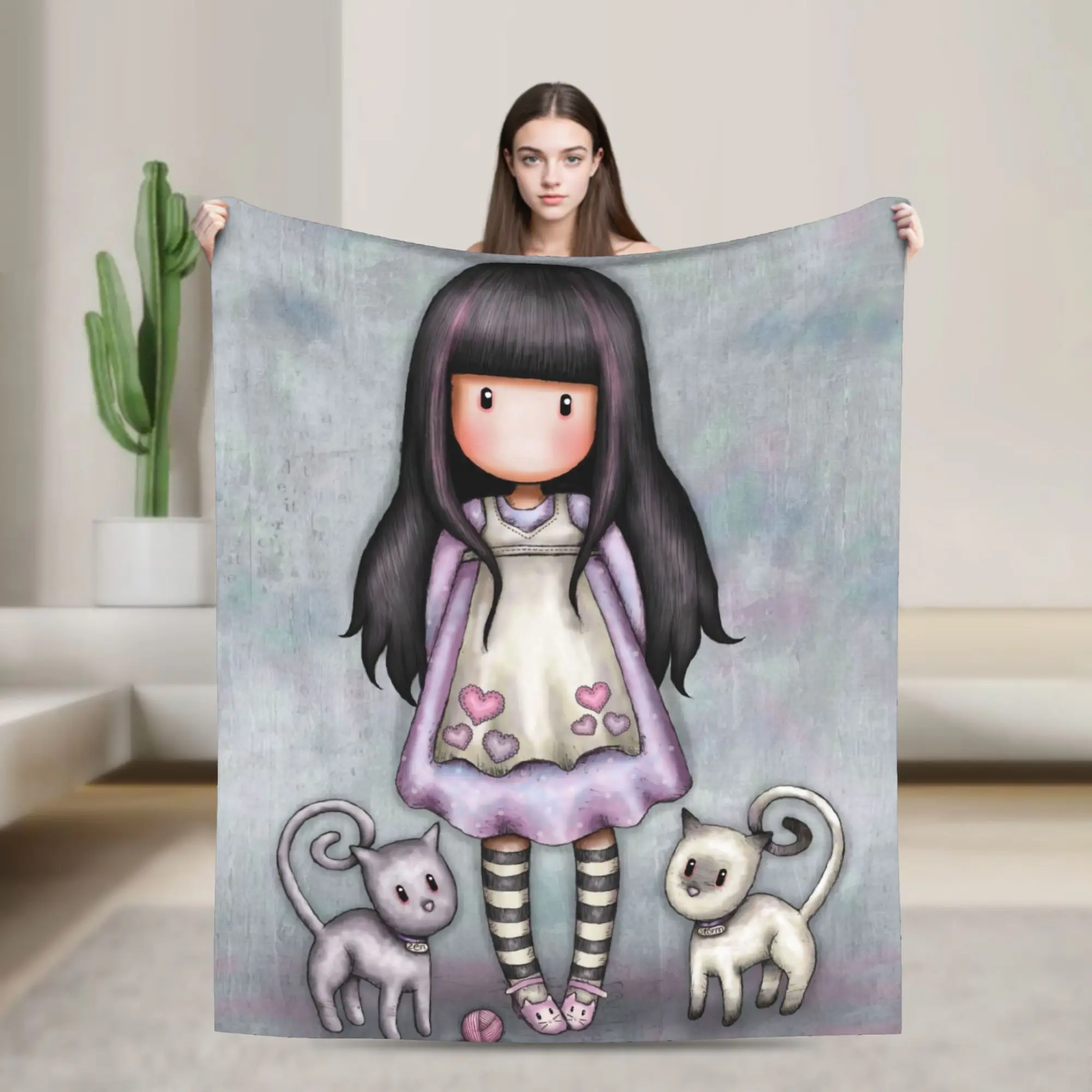S-Santoro G-Gorjuss Flannel Throw Blanket  Blanket for Home Bedroom Ultra-Soft Plush Thin Quilt,