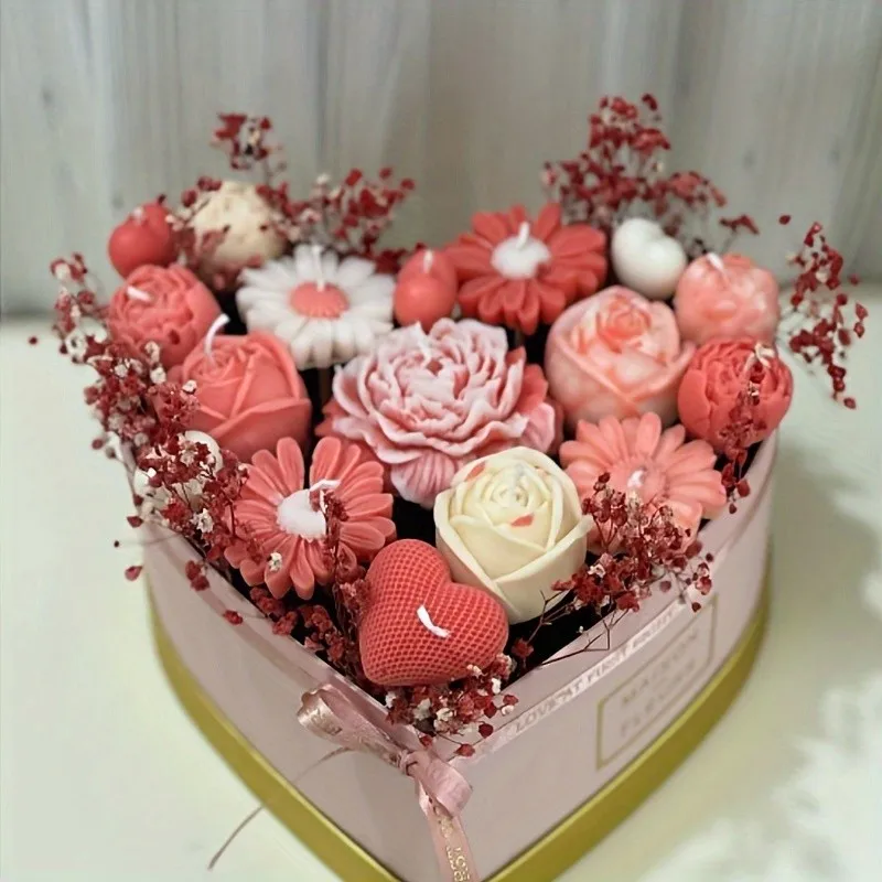 

Floral Series Candle Silicone Mold Making Set, Including Rose, Daisy, Carnation And Love Flower Silicone Mold