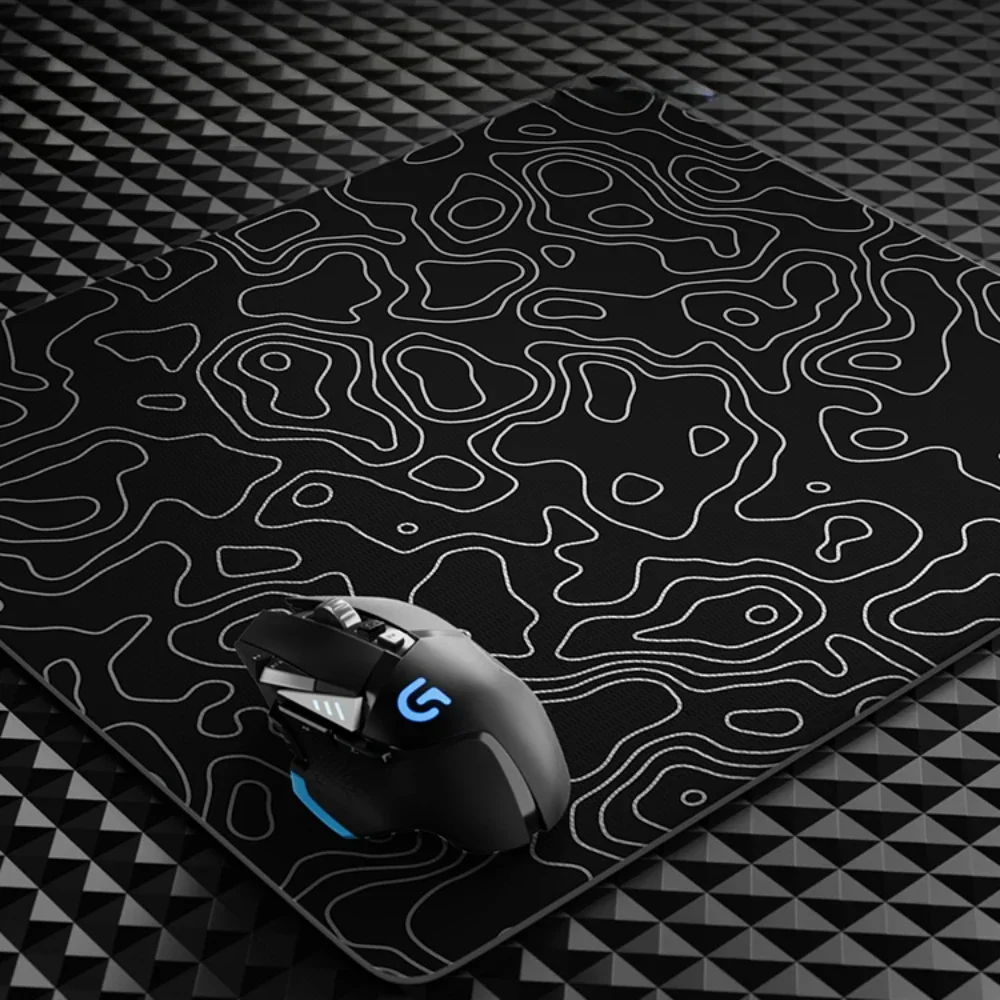 Texture Pattern Computer Mouse Pad Anti-Slip Wear-Resistant Rubber Bottom with Stitched Edge Keyboard Mat Suitable for Office