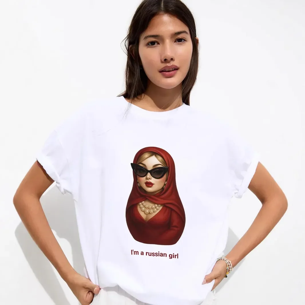 

The New Summer Fashion, Chic and Elegant, Ladylike, Niche and Fun Printed Pure Cotton Short-sleeved T-shirt Is Trendy