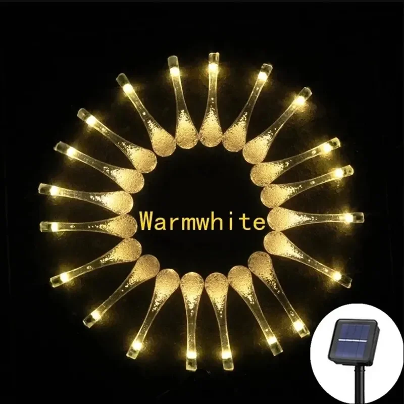 6.5M Solar String Lamps 20LED Water Droplets Waterproof Outdoor Decoration Garland Fariy Lights Christmas Wedding Party Garden