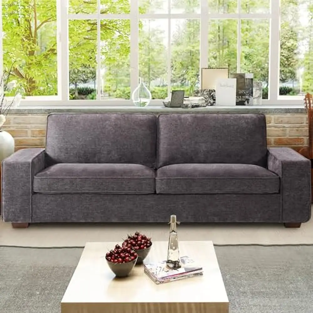 Breathable Chenille 3 Seater Sofa Couch remov.Cover High-density Sponge sturdy Wood Frame Iron Modern Living Room Furniture Sofa