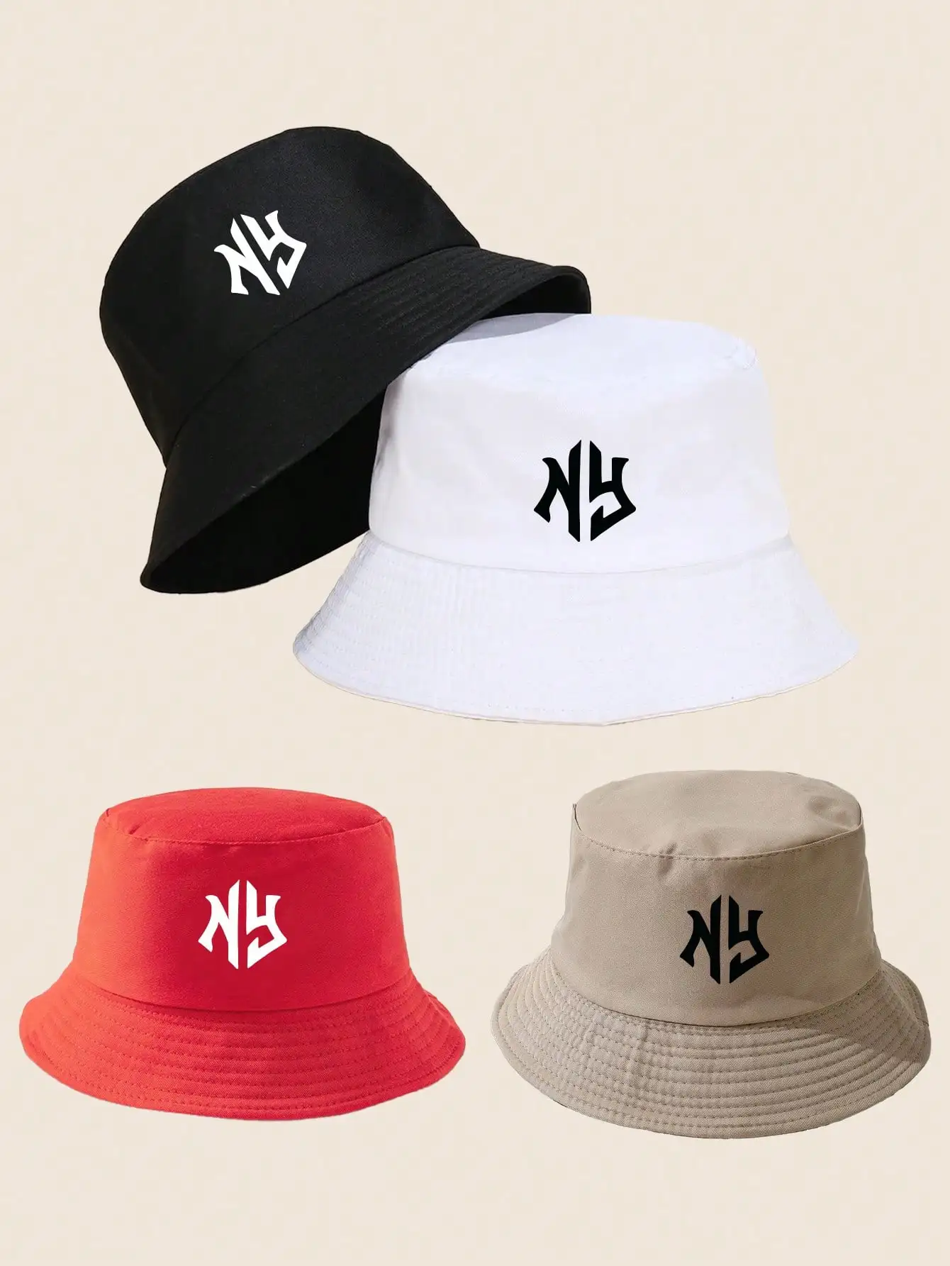 4PC/2PC/1PC NY Letter Patterned Bucket Hats Sun Protection Casual Fashion Men's Sun Hat Summer Hat For Outdoor Activities