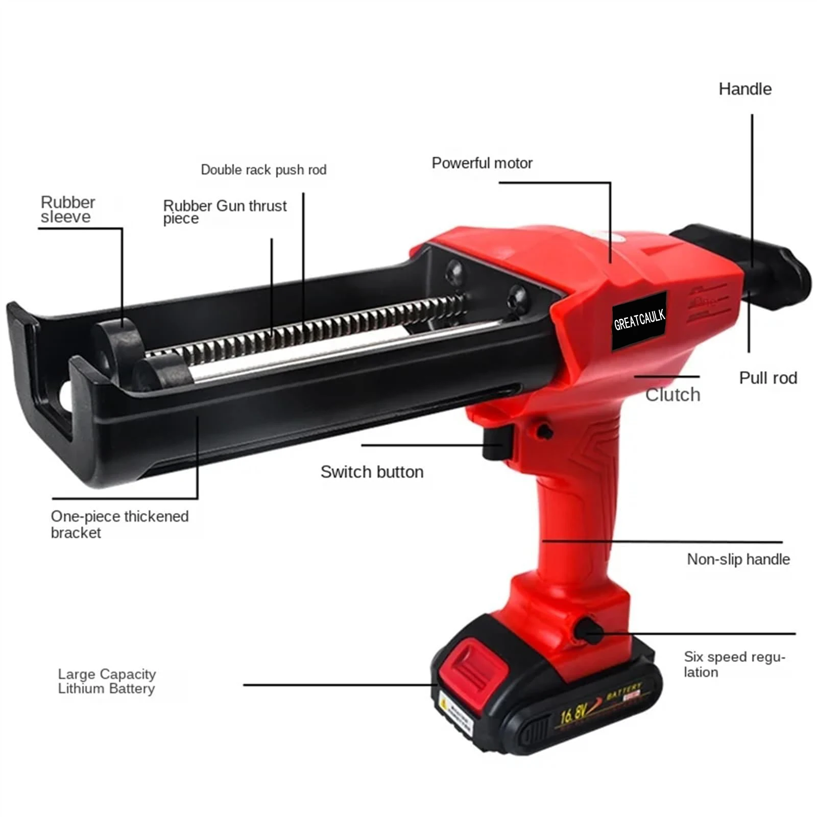 Pistola per calafataggio elettrica 1:1 da 400 ml Applicatore per mastice elettrico Pistola elettrica in silicone con luce LED (BC-1429)