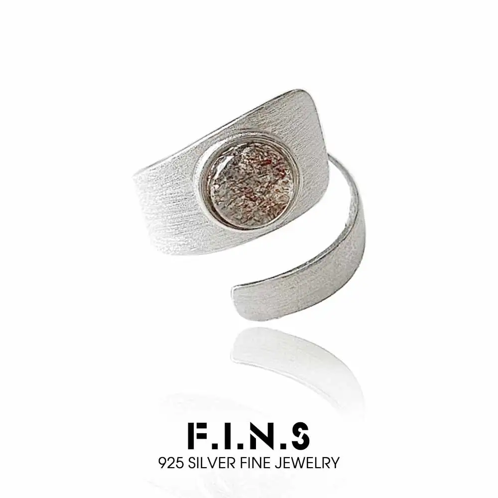

F.I.N.S оригинальное кольцо из стерлингового серебра S925, винтажное кольцо с кристаллами, корейское матовое покрытие, спиральное регулируемое ювелирное изделие на средний палец