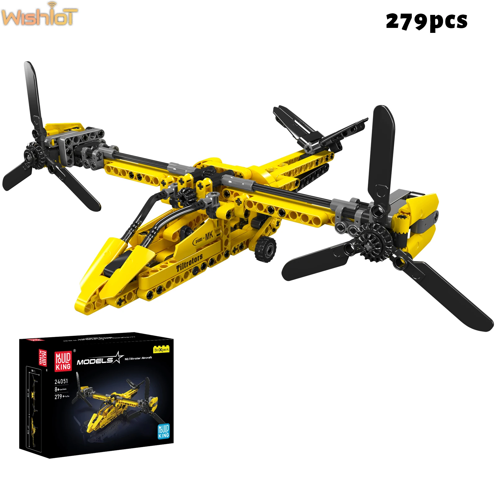 

Mould King 24051 Tiltrotor Aircraft Building Blocks Mini Airplane Model 279PCS Assembly Toy Desktop Ornaments Christmas Gifts