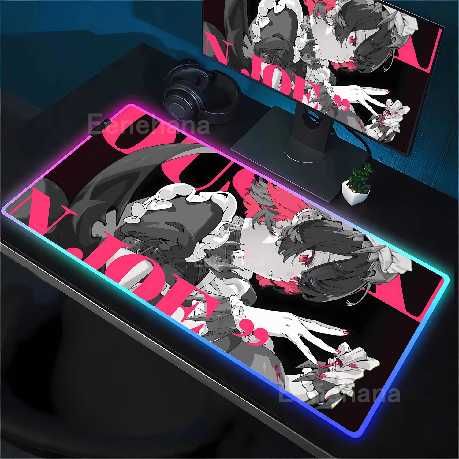 

Коврик для мыши RGB Zenless Zone Zero ZZZ Ye Shunguang Ellen Joe Hoshimi Miyabi с LED-подсветкой, HD-печатью и подсветкой для клавиатуры, милый офисный коврик для стола