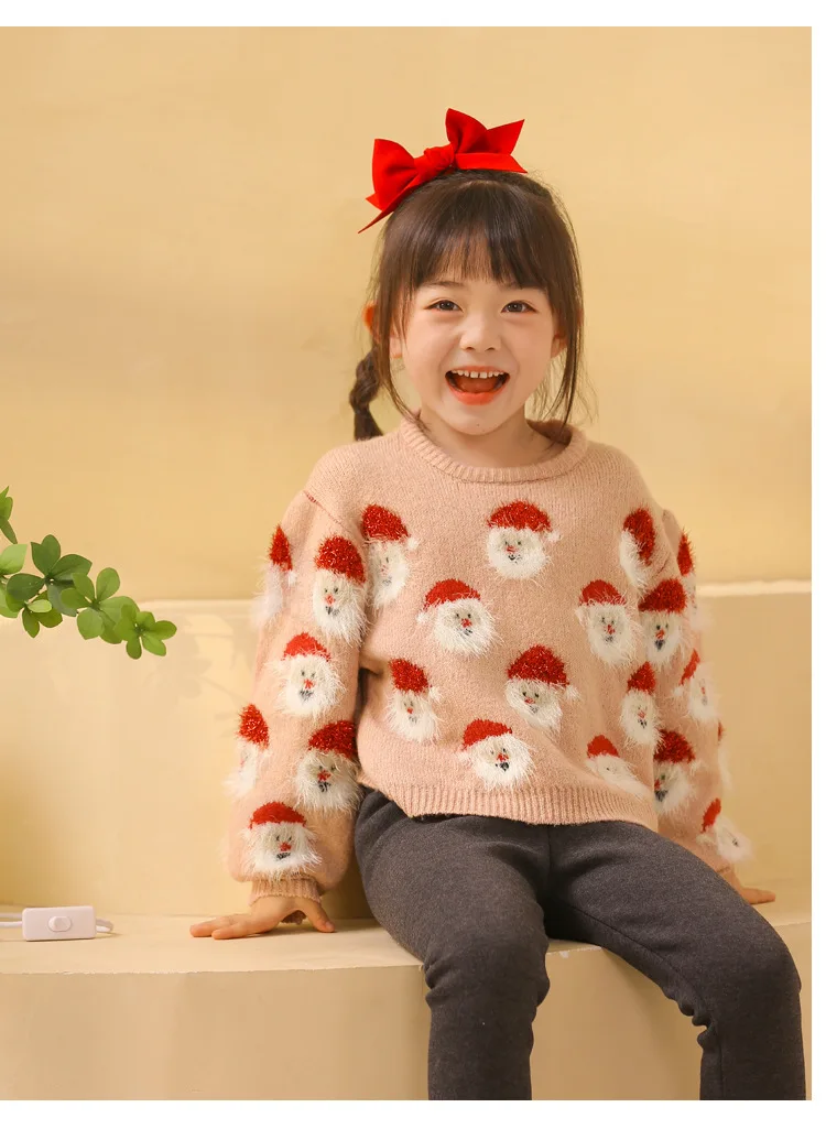 For Christmas Cute Girls Pullover Sweater 2023 Autumn New Christmas Santa Claus Loose Fit Winter Long Sleeve Lady Tops