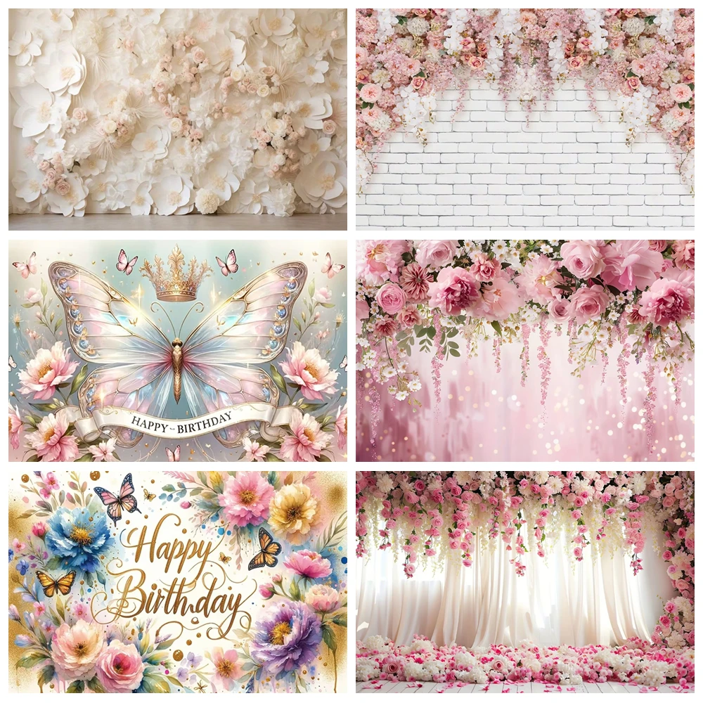 

Spring Flower Photography Backdrop Flower Wall Baby Birthday Portrait Wedding Bridal Shower Background Decor Photo Studio Props