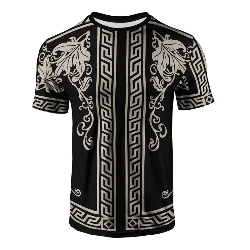 Modisches Herren-T-Shirt mit Paisley-Print, schwarz, weiß, Rundhalsausschnitt, kurze Ärmel, lässige Streetwear, atmungsaktive Oberteile