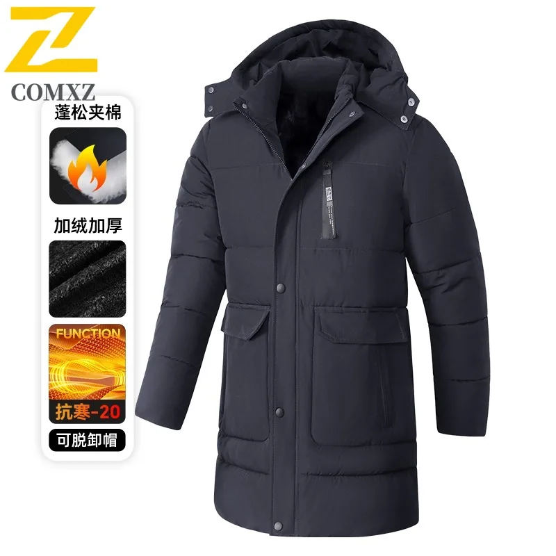 2025 ​Men Thickened long Cotton Jacket American Style Winter Warm Oversized Puffer Coat Streetwear Outdoor Casual Sport Outwear​