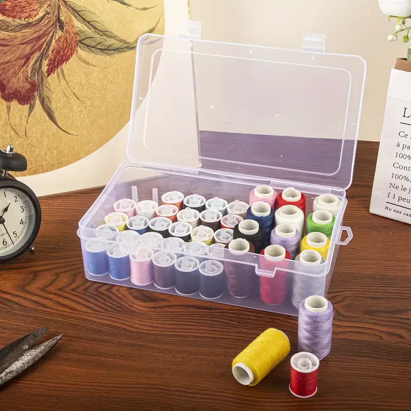 42 Axis Sewing Thread Box, Transparent Plastic Thread Spool, DIY Sewing Accessory Storage Box, Handmade DIY Sewing Tool Accessor