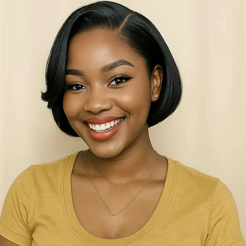 Braziliaanse pruik van echt haar 13x4 kanten voorkant Pixie-cut 180% dichtheid korte rechte bobpruik, vooraf geplukt natuurlijke look