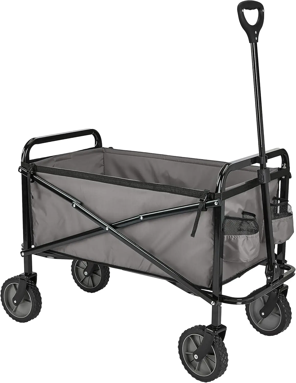 

Basics Collapsible Folding Wagon, Heavy Duty, Utility Wagon for Sports, Camping, Garden, and Shopping, Gray