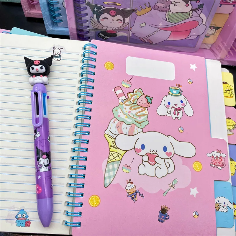 2024 New Sanrio Kuromi A5 Split Page Coil Book With Acrylic Neutral Pen Gift Box Cinnamonll Hand Ledger Wholesale