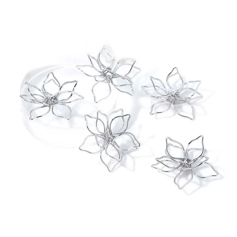 18K Gold Color 3D Wire Flower Charms Pendants High Quality Diy Jewelry Making Necklace Earrings Accessories for Women