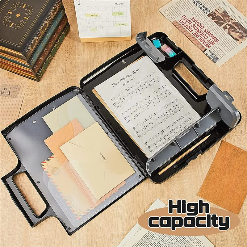 

Efficient-Black Clipboard With Storage Plastic Clipboard Storage Case With Handle Storage Construction Binder 14.4X12.1X2.44Inch