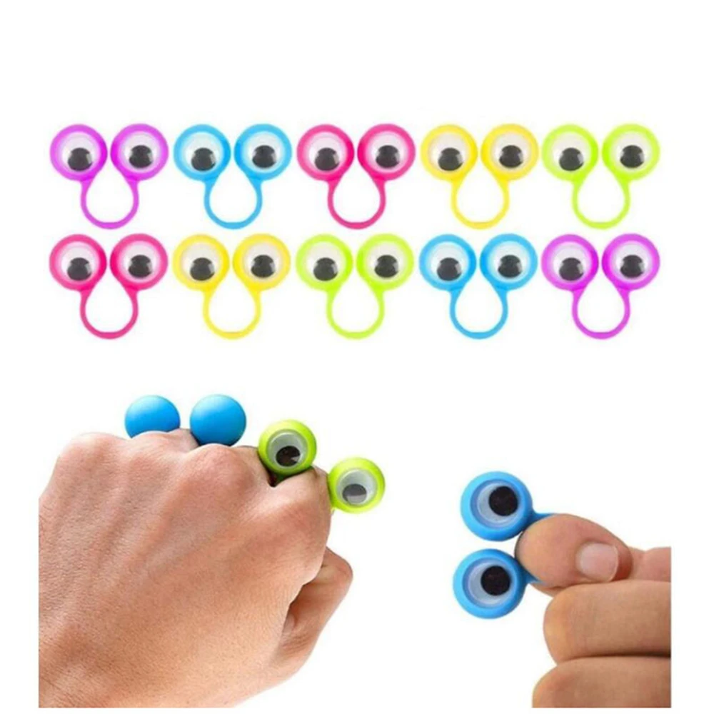 BIG Google Eye Finger Puppet Plastic Rings Kids Practical Jokes Gift Toy Wiggle Eyes Puppets Spies For Birthday Party