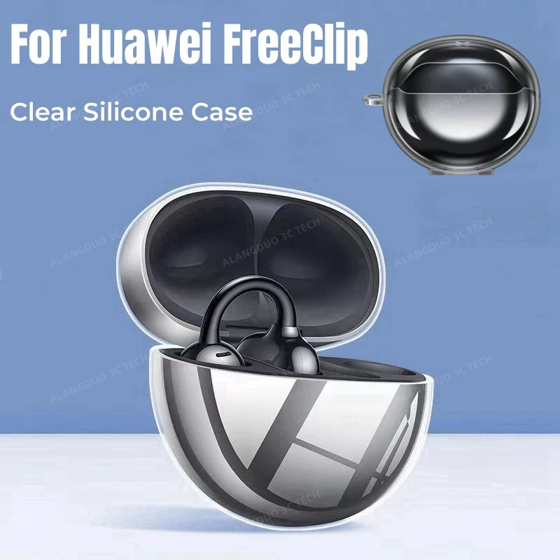 Soft Silicone Cover for Huawei FreeClip Clear TPU Protective Case Transparent Headphone Shockproof Shell Washable