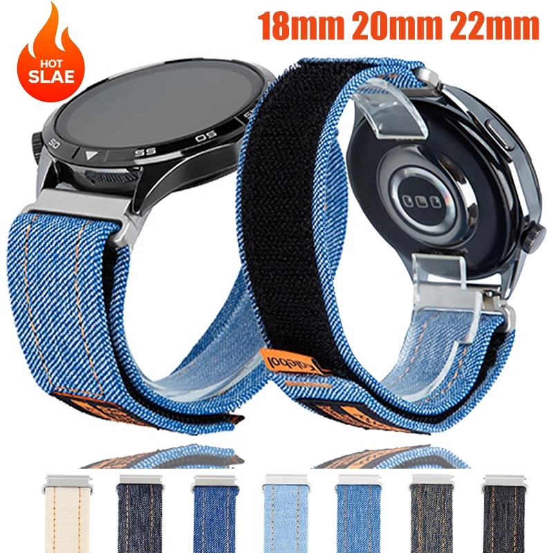 18/20/22mm Vintage Retro Denim Canvas Uhrenarmband für Samsung Galaxy Watch 87654 40mm 44mm Gear S3 Active 2 Armband für Huawei