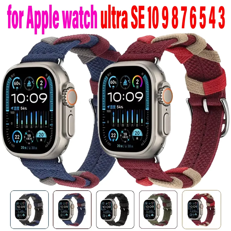 Nylon Loop Strap For Apple Watch Ultra SE 10 9 6 7 8 6 5 4 Sport Woven Single Bracelet iWatch 49mm 45mm 41mm 42mm 46mm 44mm 40mm