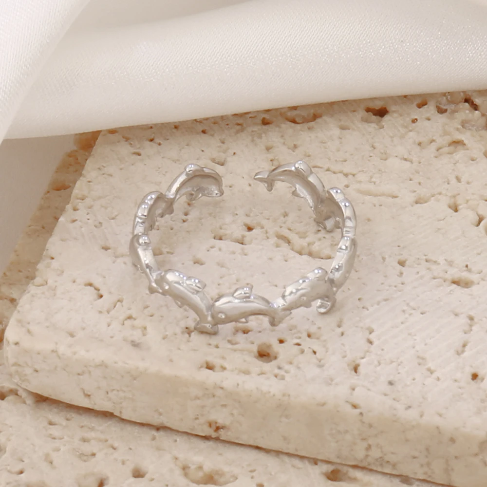 1pcs Stainless Steel Ocean Shell Open Rings For Women Fashion Simple 18K Gold Plated Starfish Seashell Finger Ring Jewelry