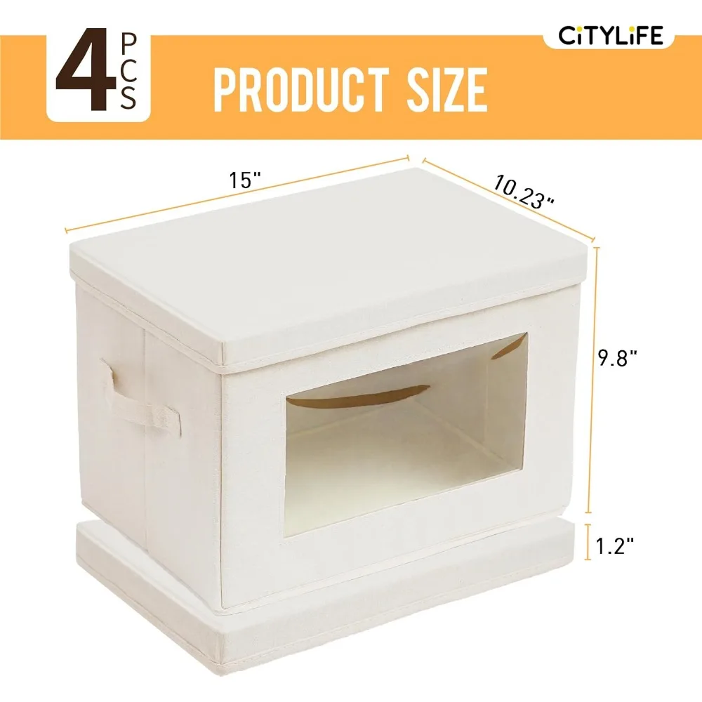 Collapsible Fabric Storage Cubes with Soft Handles, Foldable Baskets for Organized Closet Storage