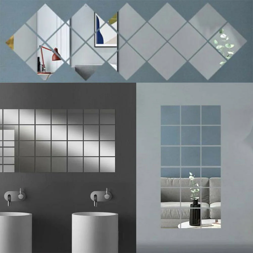 Decals Mirror Stickers Bathroom Decoration Glass Home Toilet 15*15cm Wall 15CM Acrylic Mosaic Set High Quality