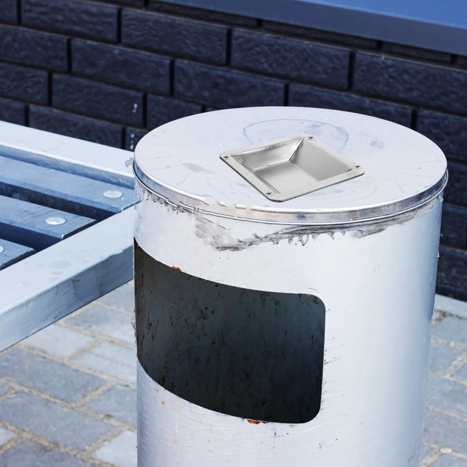 

Stainless Steel Ashtray Trash Can Square Container Outdoor Metal Garbage Can Holder AntiRust
