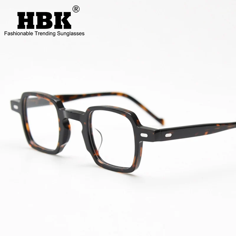 

HBK Acetate Clear Glasses Frame Men High Quality Retro Square Prescription Eyeglasses Women Optical Spectacles Male Eyewear