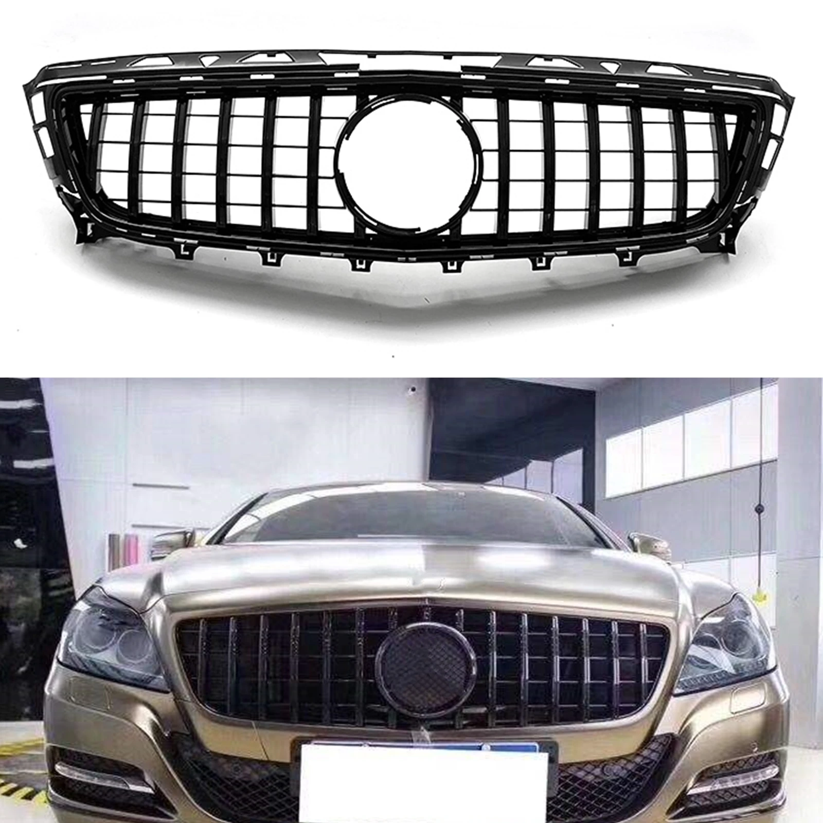 

Grill Front Grille For Mercedes Benz W218 C218 X218 CLS Class CLS350 CLS500 CLS550 2011-2014 GT Style Car Upper Bumper Hood Mesh