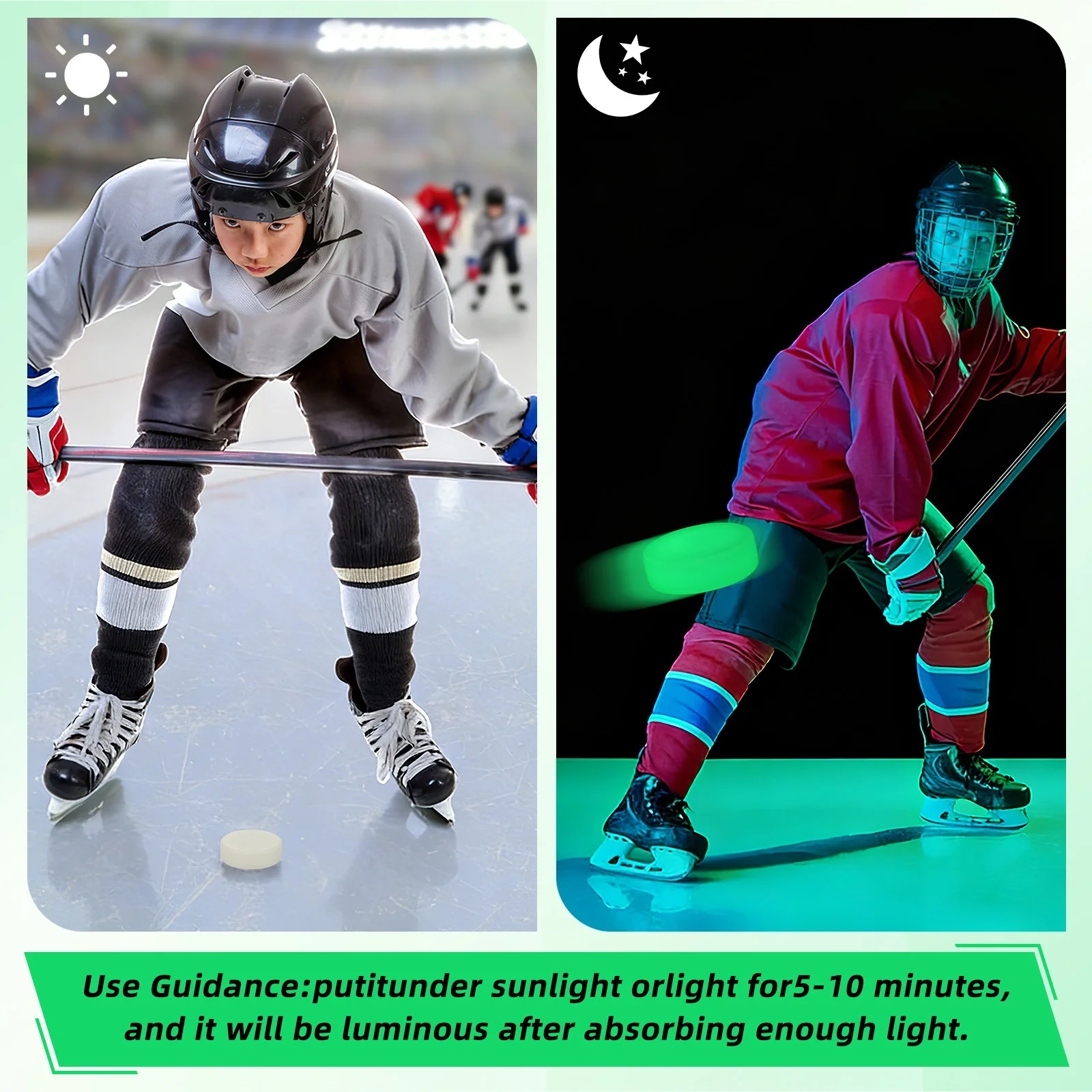 Round Luminous Hockey Puck 3Pcs Small Portable Ice Hockey Balls for Street Roller Inline Hockey Practice Sports Fan Gift