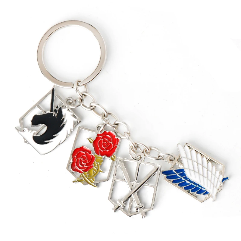 

Anime Attack On Titan Keychain Shingeki no Kyojin Scouting Legion Emblem Pendant Key Chain for Women Men Cosplay Jewelry Gift
