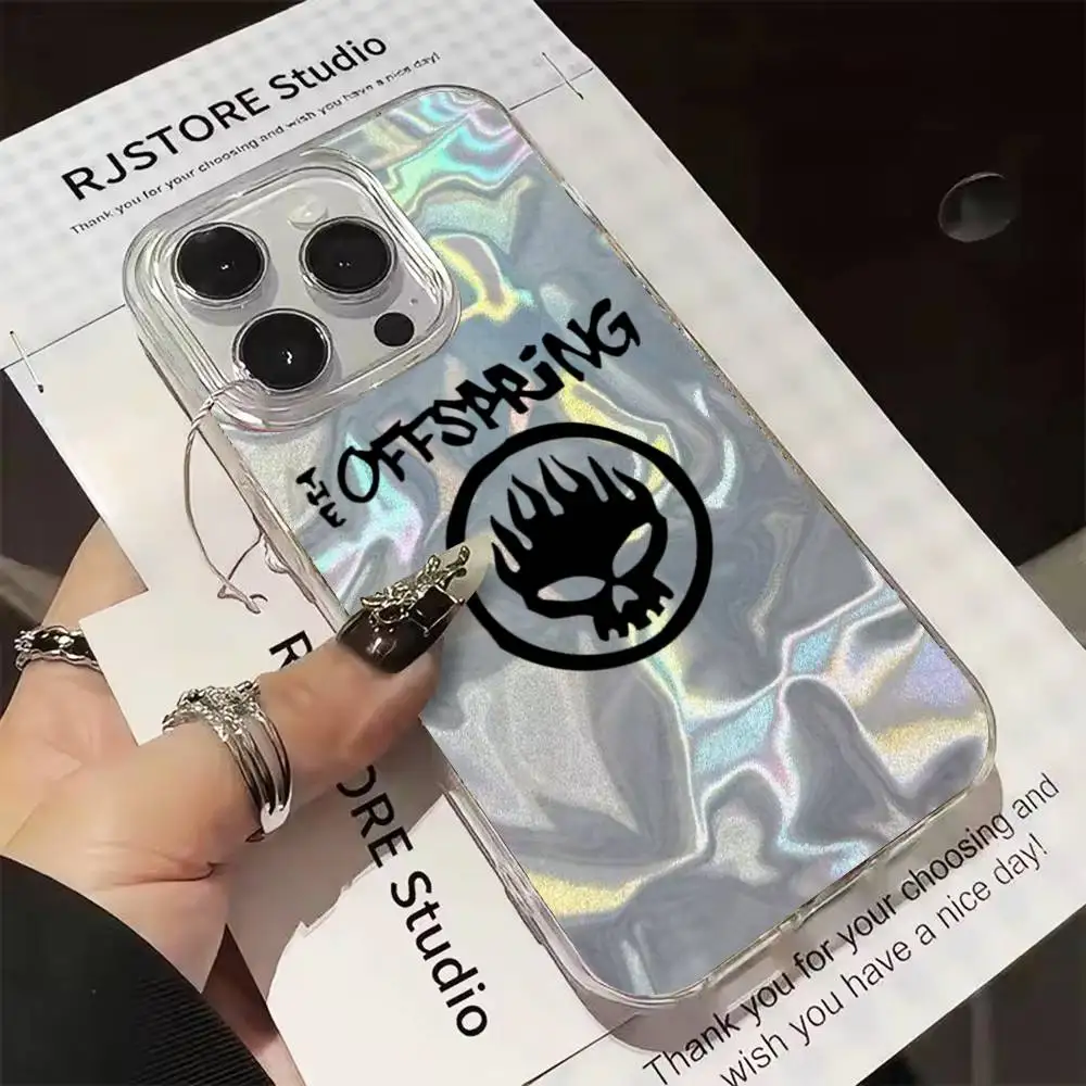 

The O-Offspring Band Phone Case For iphone 16 15 14 13 12 11 Pro Max E Plus Silver Laser Satin Aurora Gradient