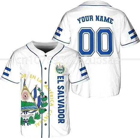 2024 New El Salvador Baseball Shirt Jersey Summer Casual Fashion Baseball Shirt Custom Name Number Men's and Women's Top