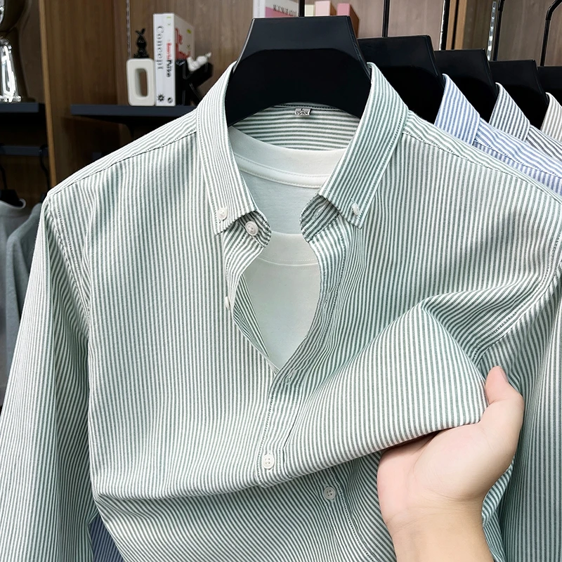 100% cotton fashion striped long sleeve shirt high-quality new lightweight comfort spring autumn top business casual men's wear