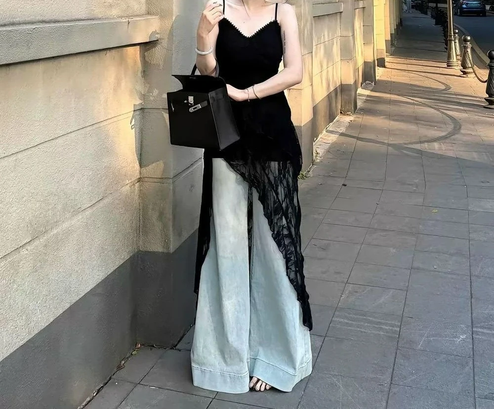 

2026 Fashion Slim Lace Premium Sense Waist Skinny Irregular Suspender Dress