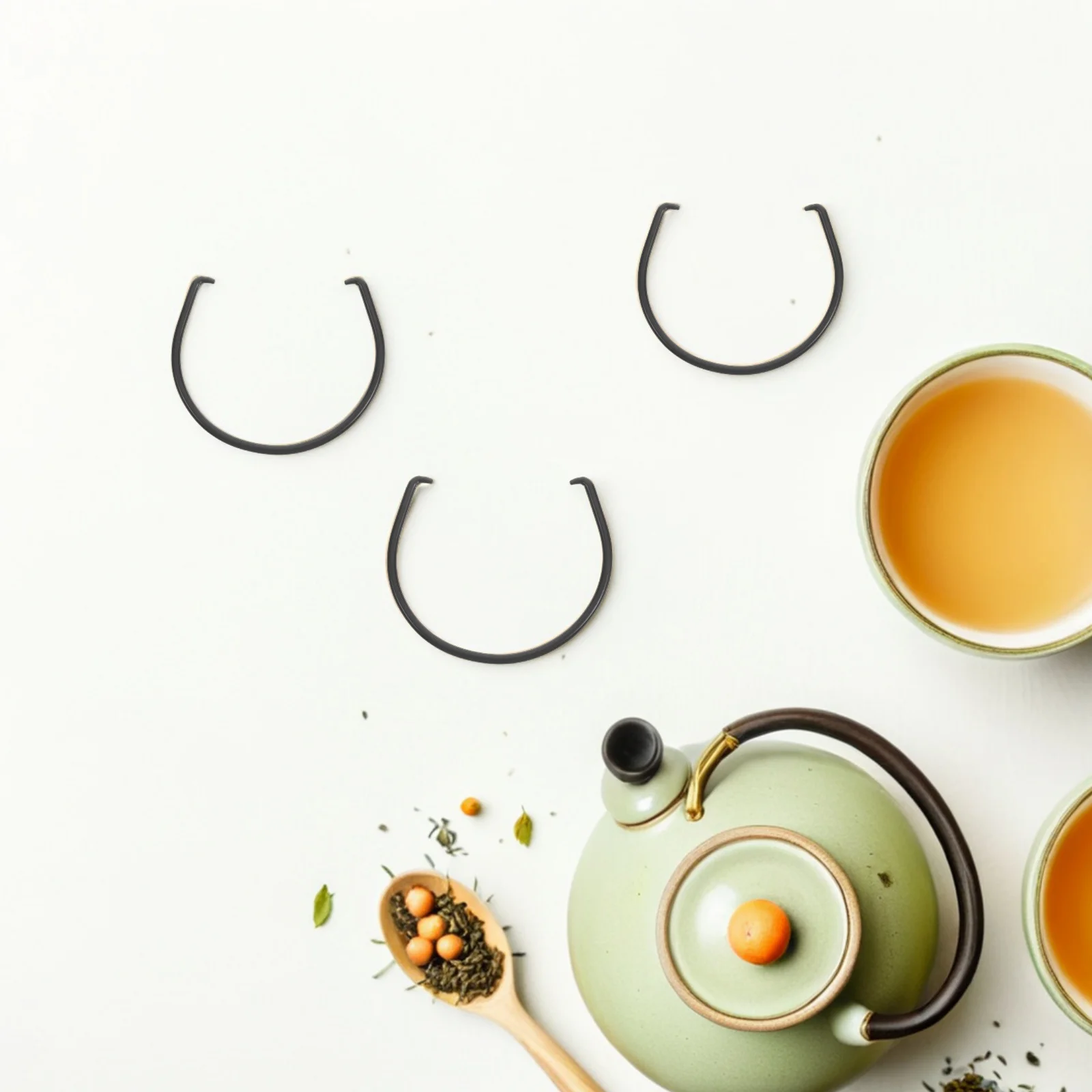 

4Pcs Ceramic Teapot Handle Matte Black Replacement Anti Slip Kettle Grip Round Design Comfortable Teapot Grip Replacement