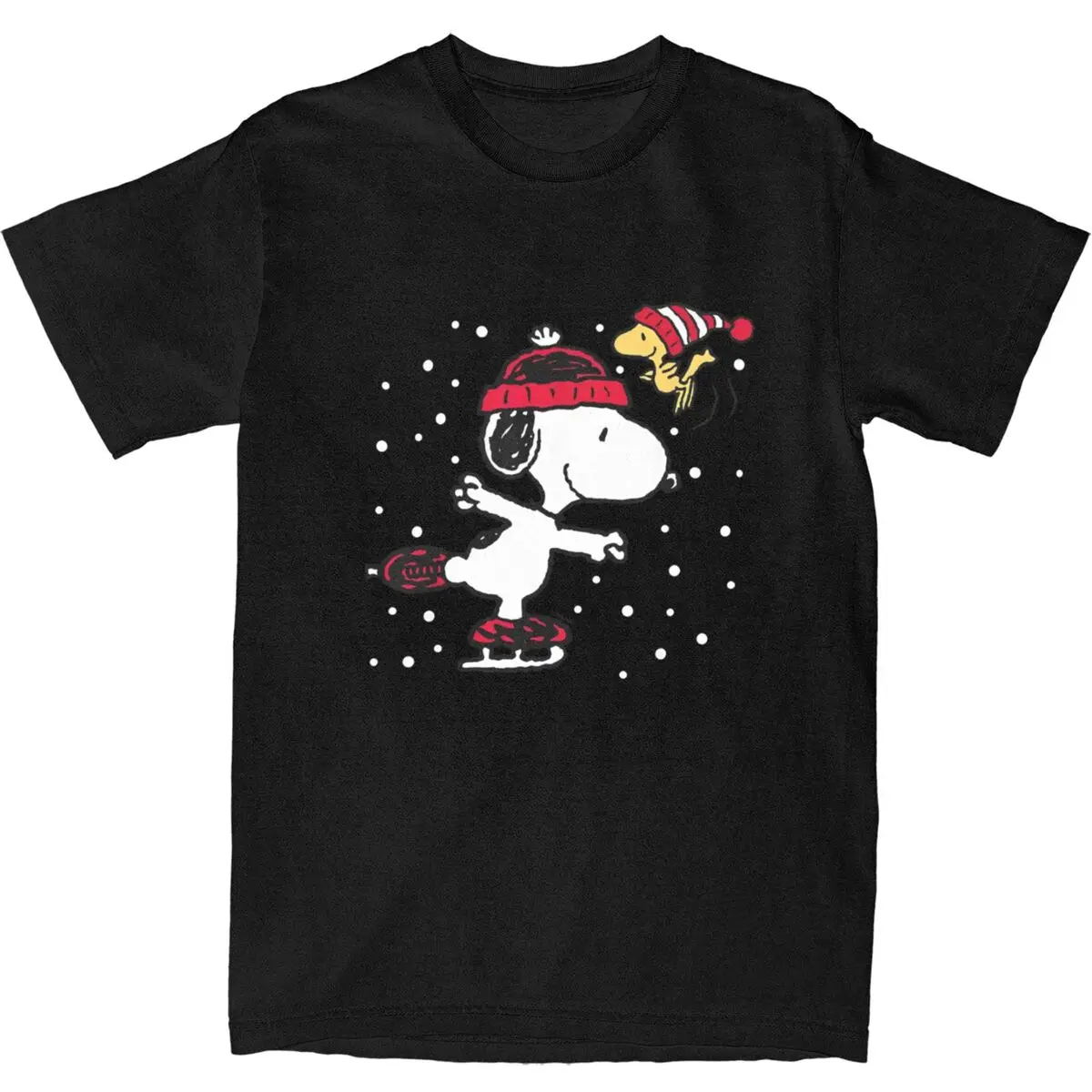 Couple T Shirt Peanuts Snoopy And Woodstock Skate Holiday T Shirts Harajuku Summer Tee Shirt Y2K Cotton Clothing Birthday Gift