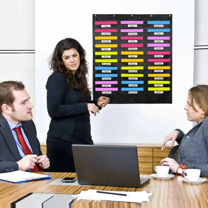 F3MA Grafico tascabile per montaggio a parete 30 tasche 5 Appendiabiti per porta, organizer per forniture per ufficio