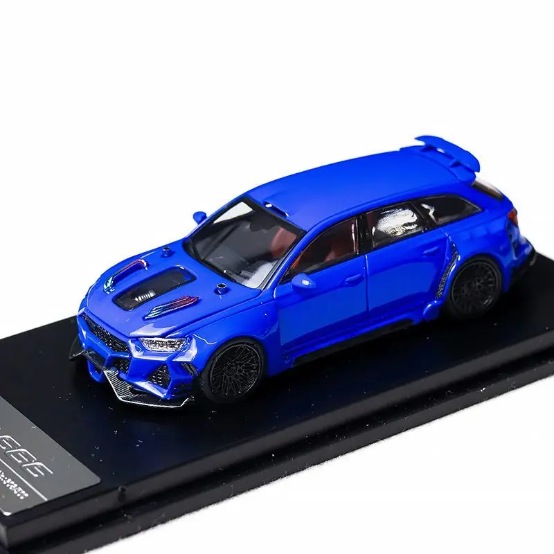 

Diecast DCM 1:64 Scale Modified Audi Rs6 Open Cap Black Gray Blue Limited Edition Alloy Car Model Collectible Toy Gift Souvenir