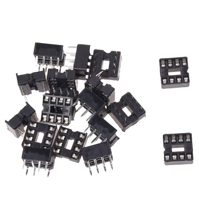 DT19 60 Pcs 8 Pin 2.54mm Pitch DIP IC Socket Solder Type Adaptor for PCB Board