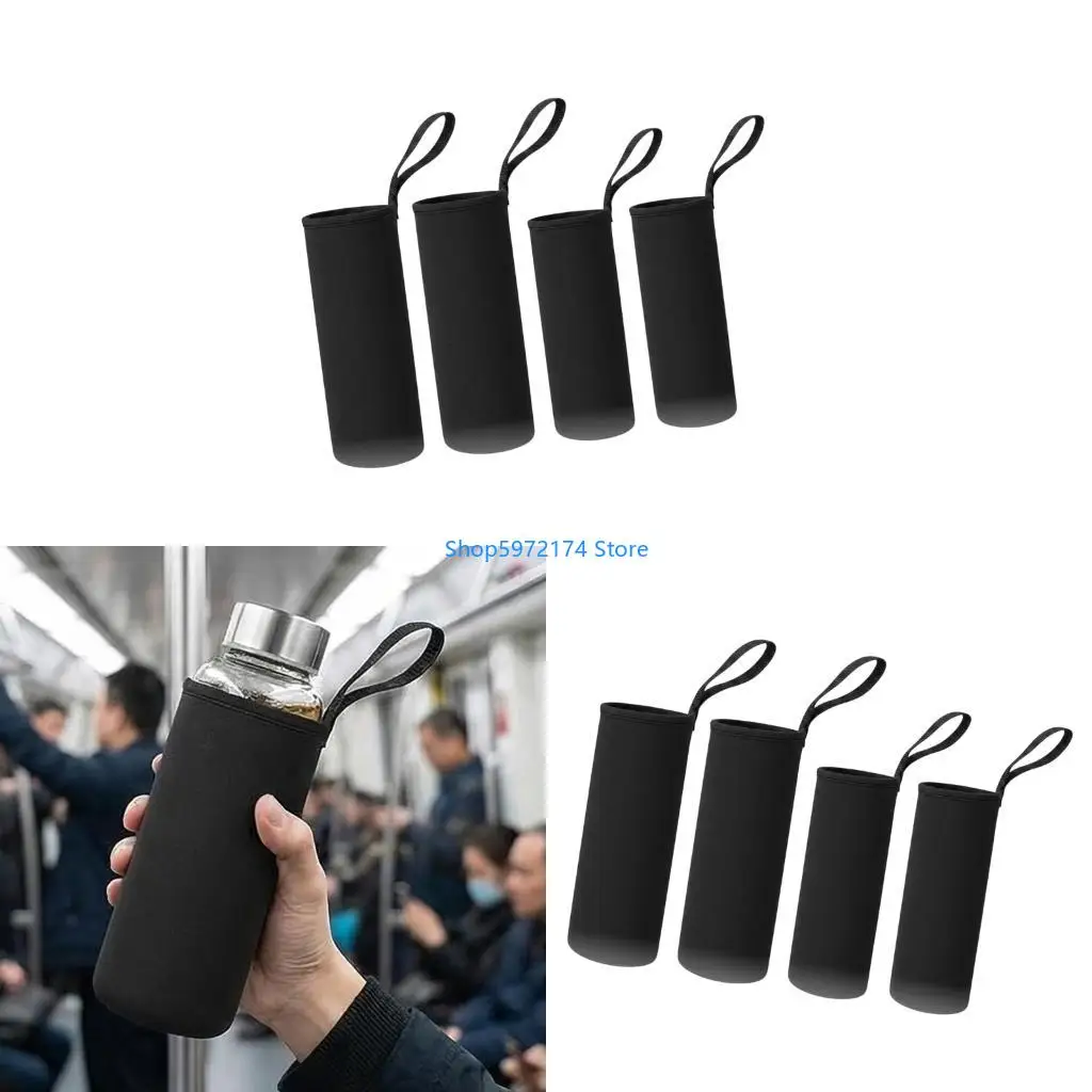 Y3NB Black Shockproof Heat Resistant Glass Cup Covers Fabric Insulated Sleeves For Home Offices And Outdoor Use