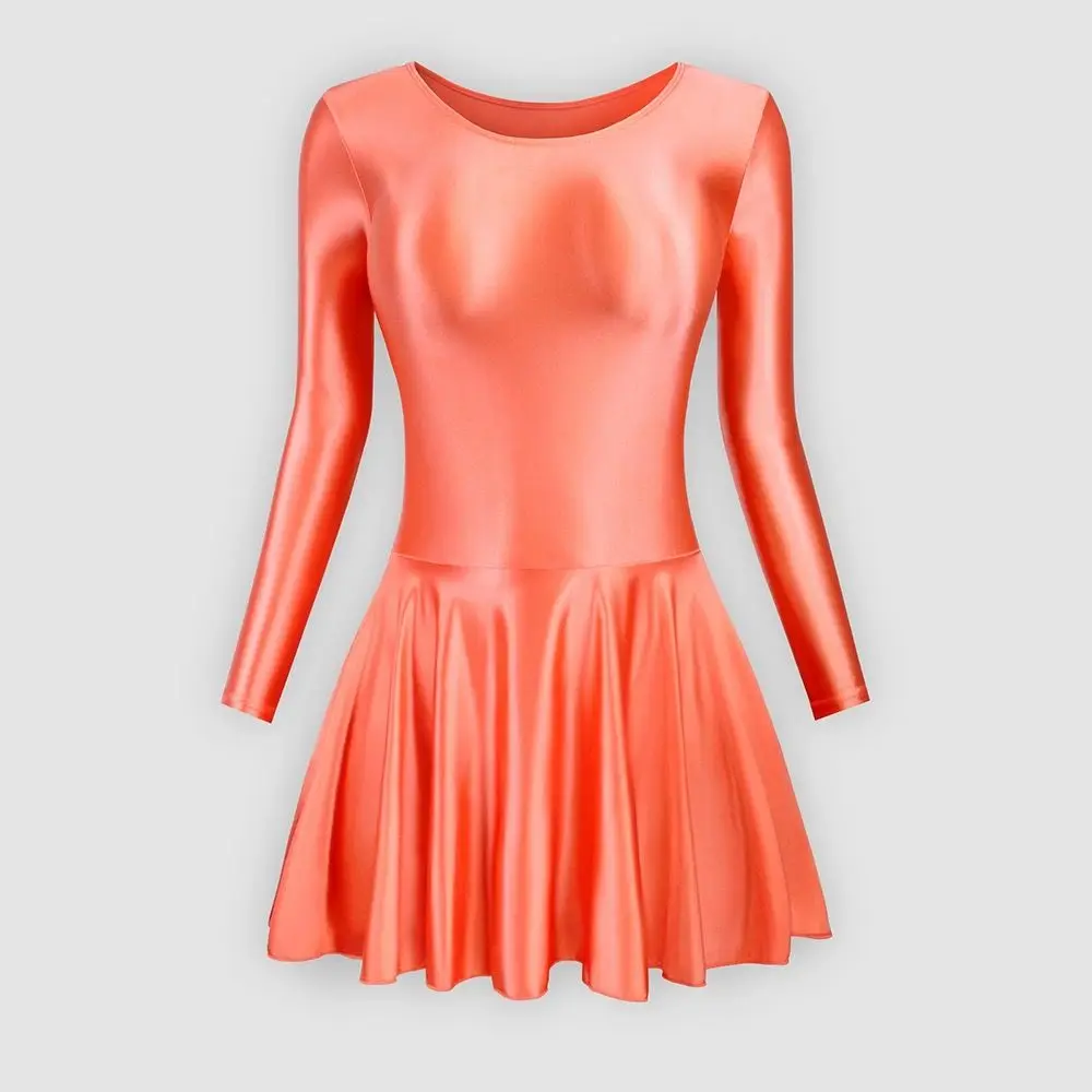 Length 65cm Sexy Women Pleated Yoga Mini Dress Bodycon Long Sleeve High Waist Sport Gym Dress