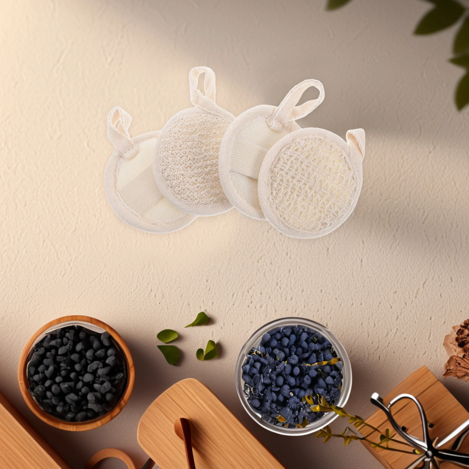 

4pcs Natural Loofah Sponge Exfoliating Shower Scrubber For Body Face Reusable Bathing Accessories Washable Body Scrub Pad