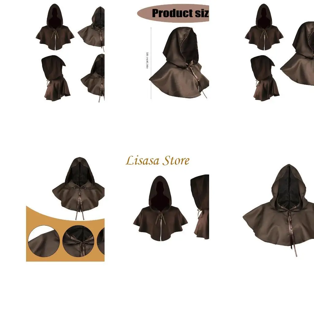 

M6CC Vintage Punk Hooded Capes for Medieval Theme Party Gathering Medieval Shawl Wrap