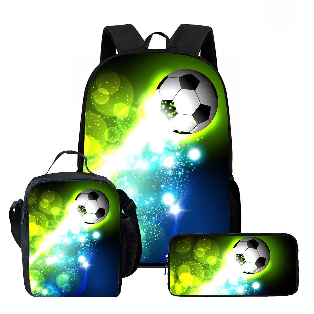 

Cartoon Popular Funny Football 3D Print 3pcs/Set Student School Bags Laptop Daypack Backpack Crossbody Lunch bag Pencil Case